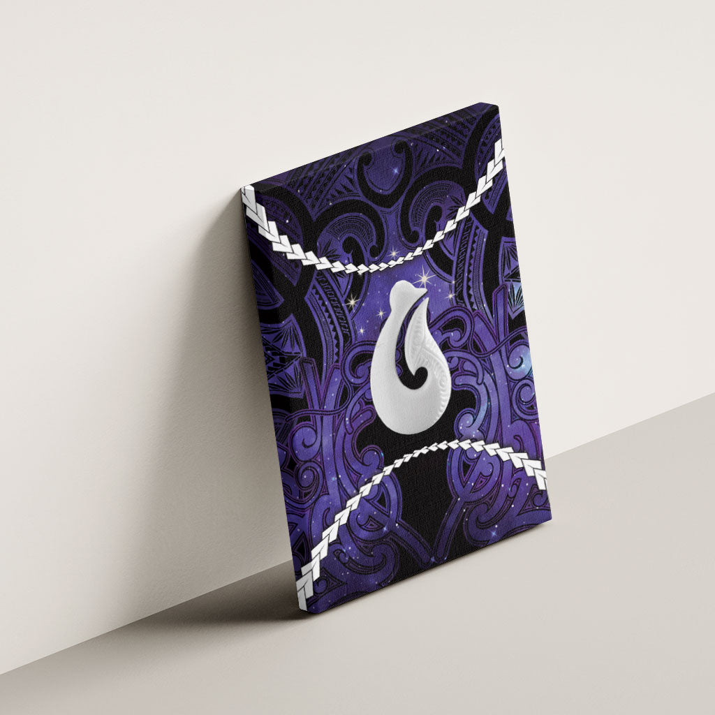 Maori Matariki Hei Matau Waiporoporo Canvas Wall Art Maori Kowhaiwhai Pattern Galaxy LT01 - Polynesian Pride