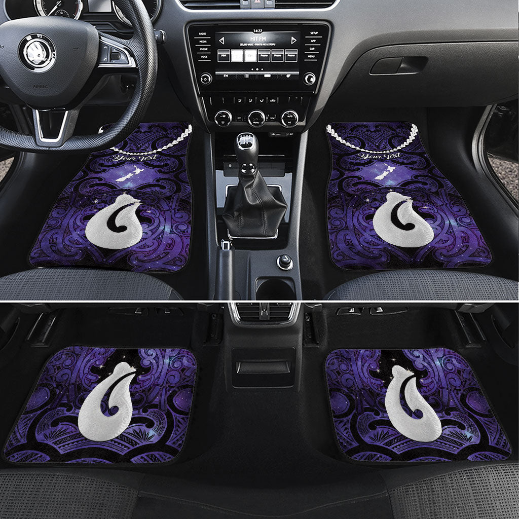 Personalised Maori Matariki Hei Matau Waiporoporo Car Mats Maori Kowhaiwhai Pattern Galaxy LT01 Set 4pcs Purple - Polynesian Pride
