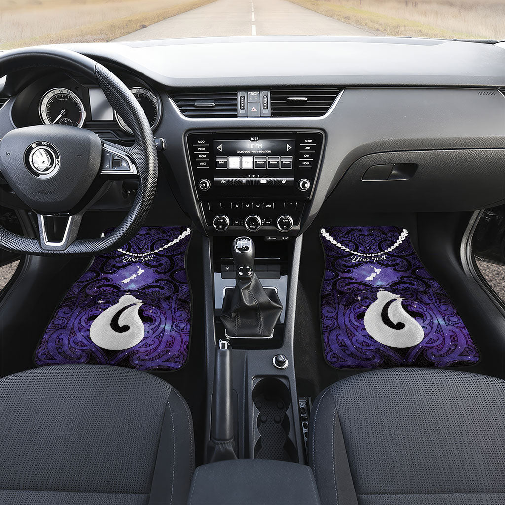 Personalised Maori Matariki Hei Matau Waiporoporo Car Mats Maori Kowhaiwhai Pattern Galaxy LT01 Set 2pcs - Front Purple - Polynesian Pride