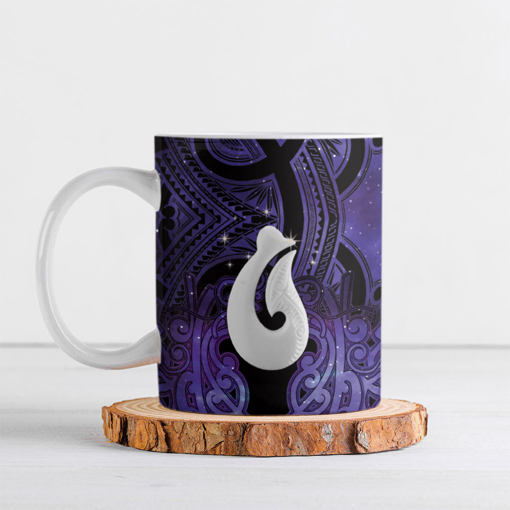 Personalised Maori Matariki Hei Matau Waiporoporo Ceramic Mug Maori Kowhaiwhai Pattern Galaxy