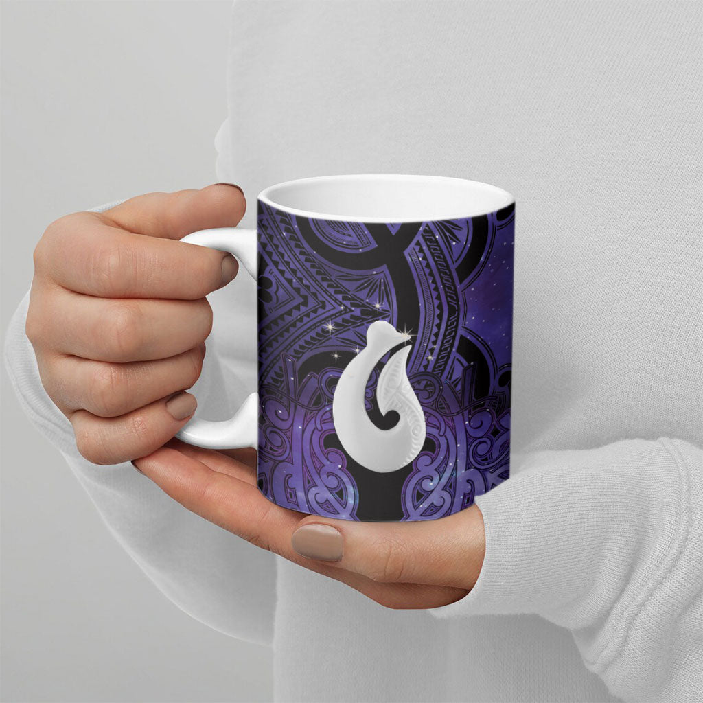 Personalised Maori Matariki Hei Matau Waiporoporo Ceramic Mug Maori Kowhaiwhai Pattern Galaxy LT01 - Polynesian Pride