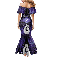 Personalised Maori Matariki Hei Matau Waiporoporo Family Matching Mermaid Dress and Hawaiian Shirt Maori Kowhaiwhai Pattern Galaxy