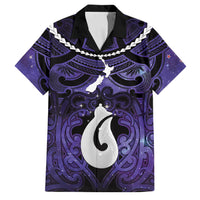 Personalised Maori Matariki Hei Matau Waiporoporo Family Matching Summer Maxi Dress and Hawaiian Shirt Maori Kowhaiwhai Pattern Galaxy