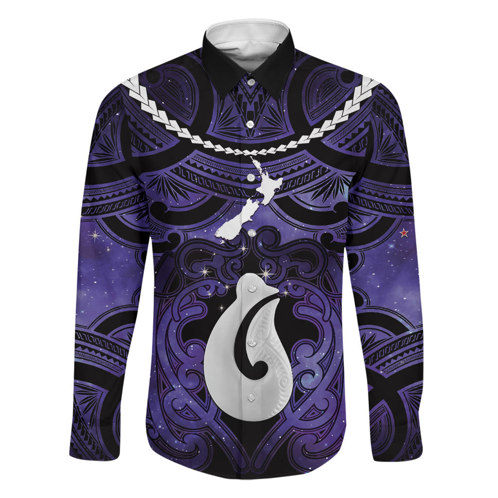 Personalised Maori Matariki Hei Matau Waiporoporo Family Matching Summer Maxi Dress and Hawaiian Shirt Maori Kowhaiwhai Pattern Galaxy
