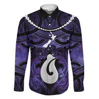 Personalised Maori Matariki Hei Matau Waiporoporo Family Matching Summer Maxi Dress and Hawaiian Shirt Maori Kowhaiwhai Pattern Galaxy