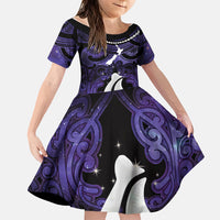 Personalised Maori Matariki Hei Matau Waiporoporo Family Matching Tank Maxi Dress and Hawaiian Shirt Maori Kowhaiwhai Pattern Galaxy