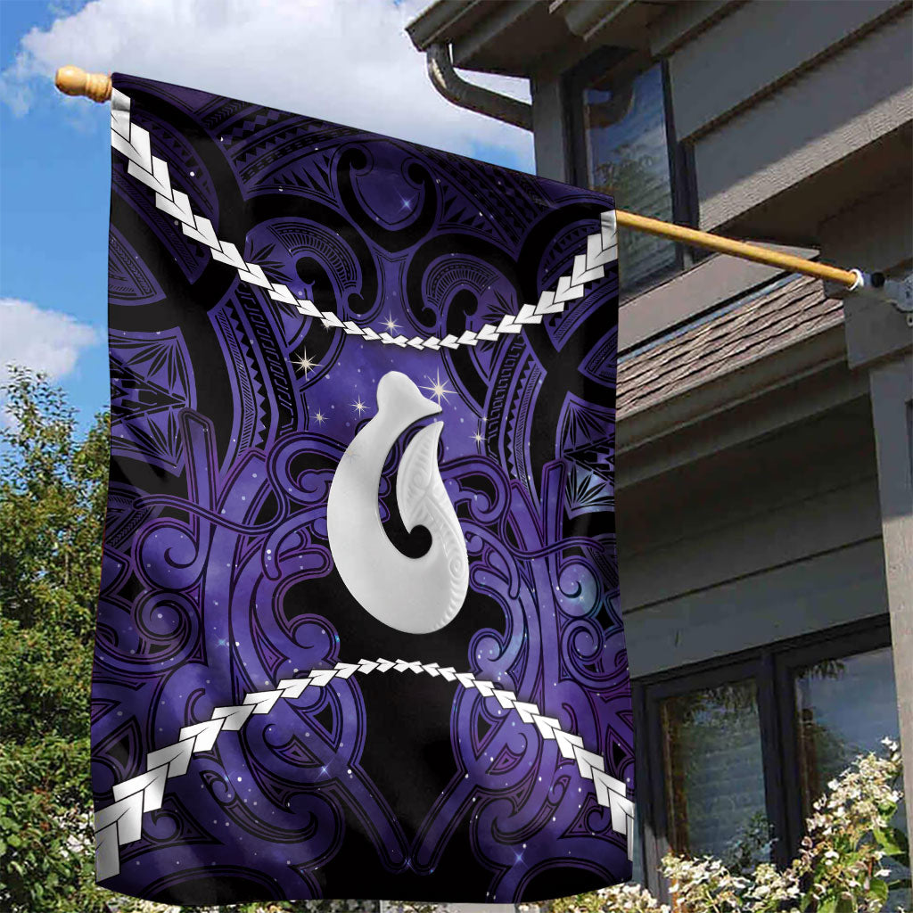 Maori Matariki Hei Matau Waiporoporo Garden Flag Maori Kowhaiwhai Pattern Galaxy LT01 - Polynesian Pride