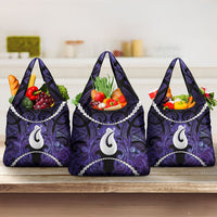 Maori Matariki Hei Matau Waiporoporo Grocery Bag Maori Kowhaiwhai Pattern Galaxy LT01 3-pack One Size Purple - Polynesian Pride