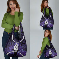 Maori Matariki Hei Matau Waiporoporo Grocery Bag Maori Kowhaiwhai Pattern Galaxy LT01 - Polynesian Pride