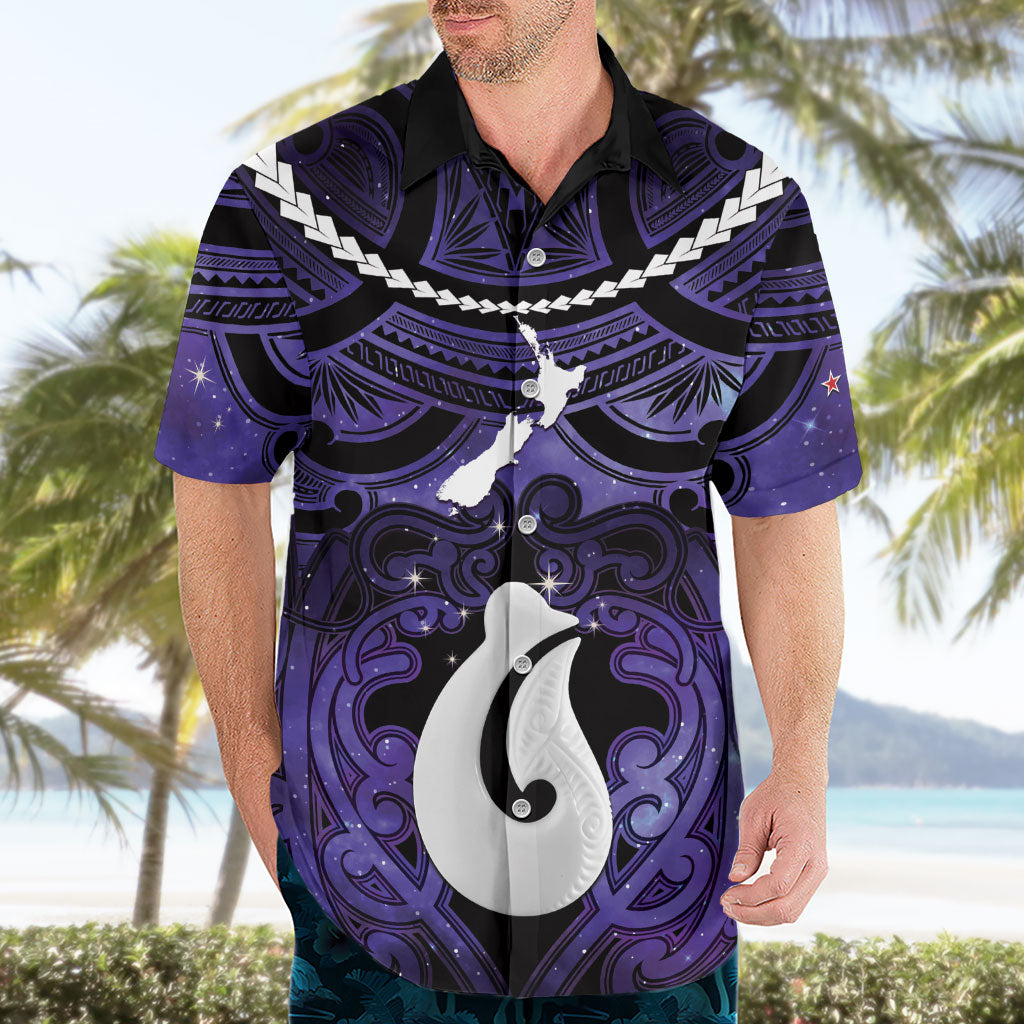 Personalised Maori Matariki Hei Matau Waiporoporo Hawaiian Shirt Maori Kowhaiwhai Pattern Galaxy LT01 - Polynesian Pride