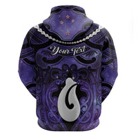 Personalised Maori Matariki Hei Matau Waiporoporo Hoodie Maori Kowhaiwhai Pattern Galaxy LT01 - Polynesian Pride
