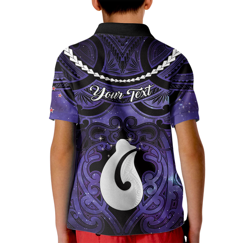 Personalised Maori Matariki Hei Matau Waiporoporo Kid Polo Shirt Maori Kowhaiwhai Pattern Galaxy LT01 - Polynesian Pride