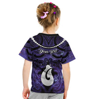 Personalised Maori Matariki Hei Matau Waiporoporo Kid T Shirt Maori Kowhaiwhai Pattern Galaxy