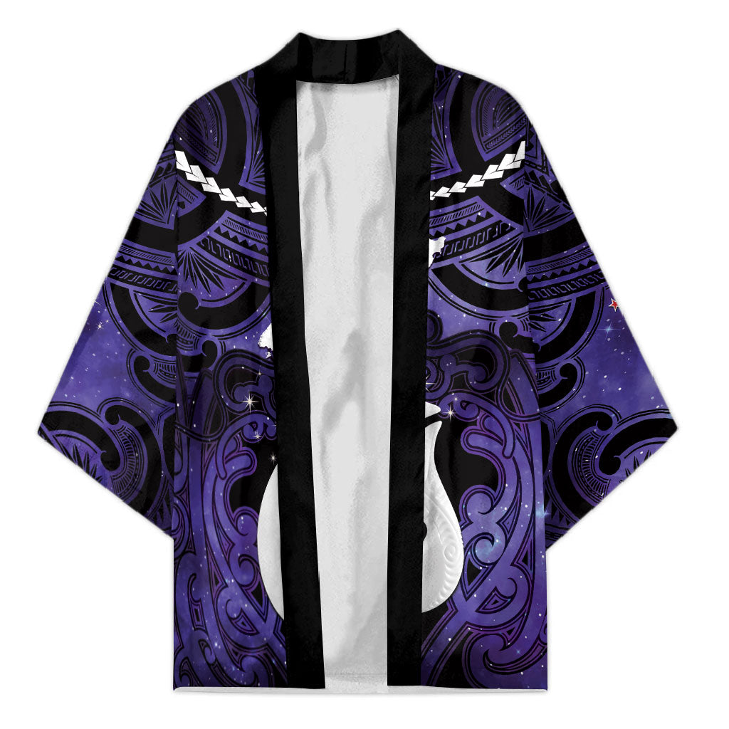 Personalised Maori Matariki Hei Matau Waiporoporo Kimono Maori Kowhaiwhai Pattern Galaxy LT01 Unisex Purple - Polynesian Pride