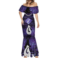 Personalised Maori Matariki Hei Matau Waiporoporo Mermaid Dress Maori Kowhaiwhai Pattern Galaxy LT01 - Polynesian Pride