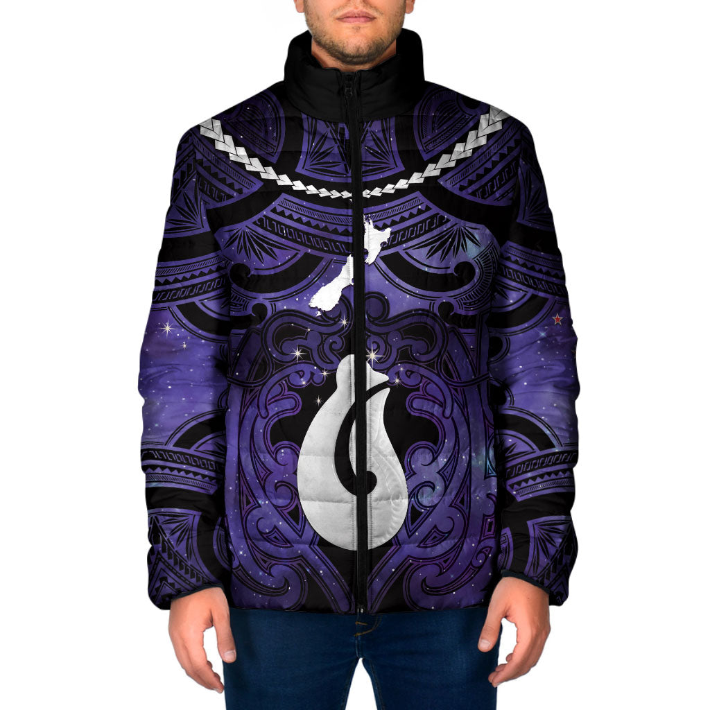 Personalised Maori Matariki Hei Matau Waiporoporo Padded Jacket Maori Kowhaiwhai Pattern Galaxy LT01 Men Purple - Polynesian Pride