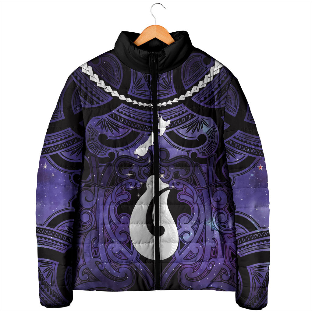 Personalised Maori Matariki Hei Matau Waiporoporo Padded Jacket Maori Kowhaiwhai Pattern Galaxy LT01 - Polynesian Pride