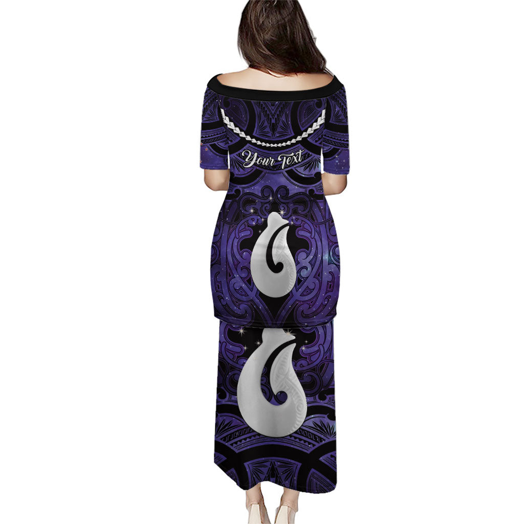 Personalised Maori Matariki Hei Matau Waiporoporo Puletasi Maori Kowhaiwhai Pattern Galaxy LT01 - Polynesian Pride