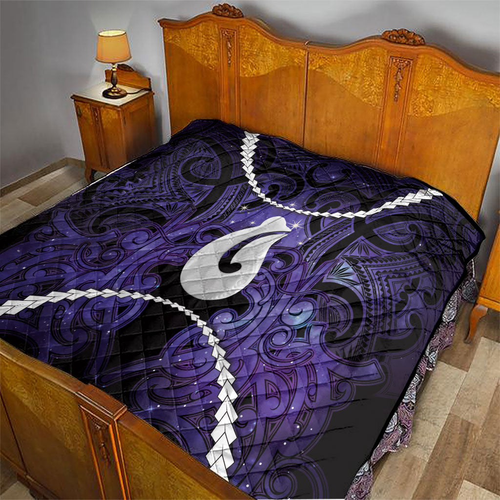 Maori Matariki Hei Matau Waiporoporo Quilt Maori Kowhaiwhai Pattern Galaxy LT01 - Polynesian Pride