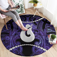 Maori Matariki Hei Matau Waiporoporo Round Carpet Maori Kowhaiwhai Pattern Galaxy LT01 - Polynesian Pride