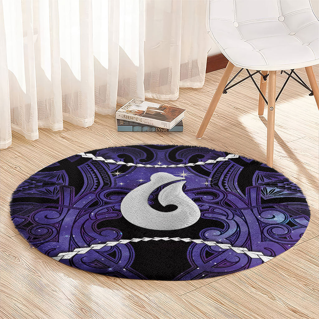 Maori Matariki Hei Matau Waiporoporo Round Carpet Maori Kowhaiwhai Pattern Galaxy LT01 - Polynesian Pride