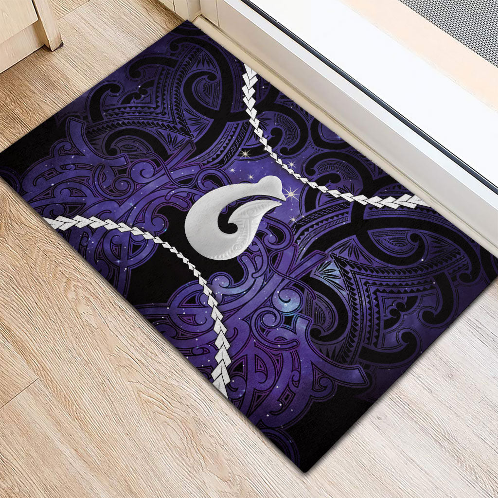 Maori Matariki Hei Matau Waiporoporo Rubber Doormat Maori Kowhaiwhai Pattern Galaxy LT01 - Polynesian Pride