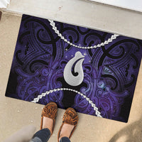 Maori Matariki Hei Matau Waiporoporo Rubber Doormat Maori Kowhaiwhai Pattern Galaxy LT01 - Polynesian Pride