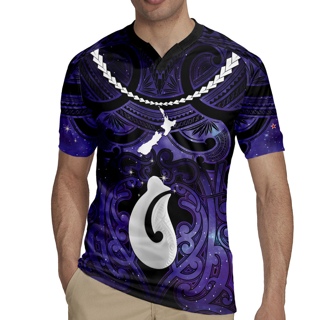 Personalised Maori Matariki Hei Matau Waiporoporo Rugby Jersey Maori Kowhaiwhai Pattern Galaxy LT01 - Polynesian Pride