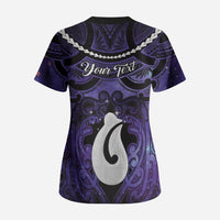 Personalised Maori Matariki Hei Matau Waiporoporo Scrub Top Maori Kowhaiwhai Pattern Galaxy