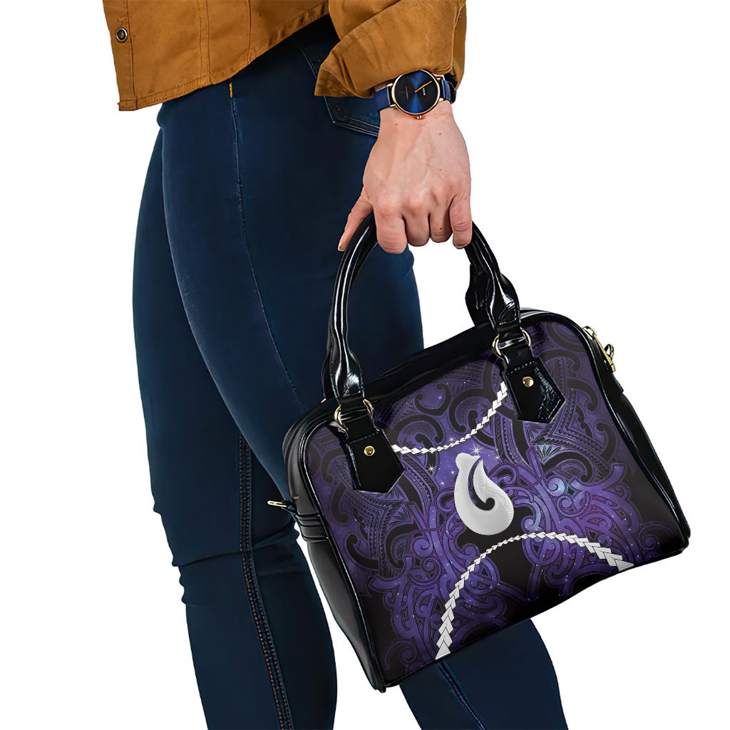 Maori Matariki Hei Matau Waiporoporo Shoulder Handbag Maori Kowhaiwhai Pattern Galaxy LT01 - Polynesian Pride