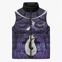 Personalised Maori Matariki Hei Matau Waiporoporo Sleeveless Puffer Jacket Maori Kowhaiwhai Pattern Galaxy LT01 Unisex Purple - Polynesian Pride