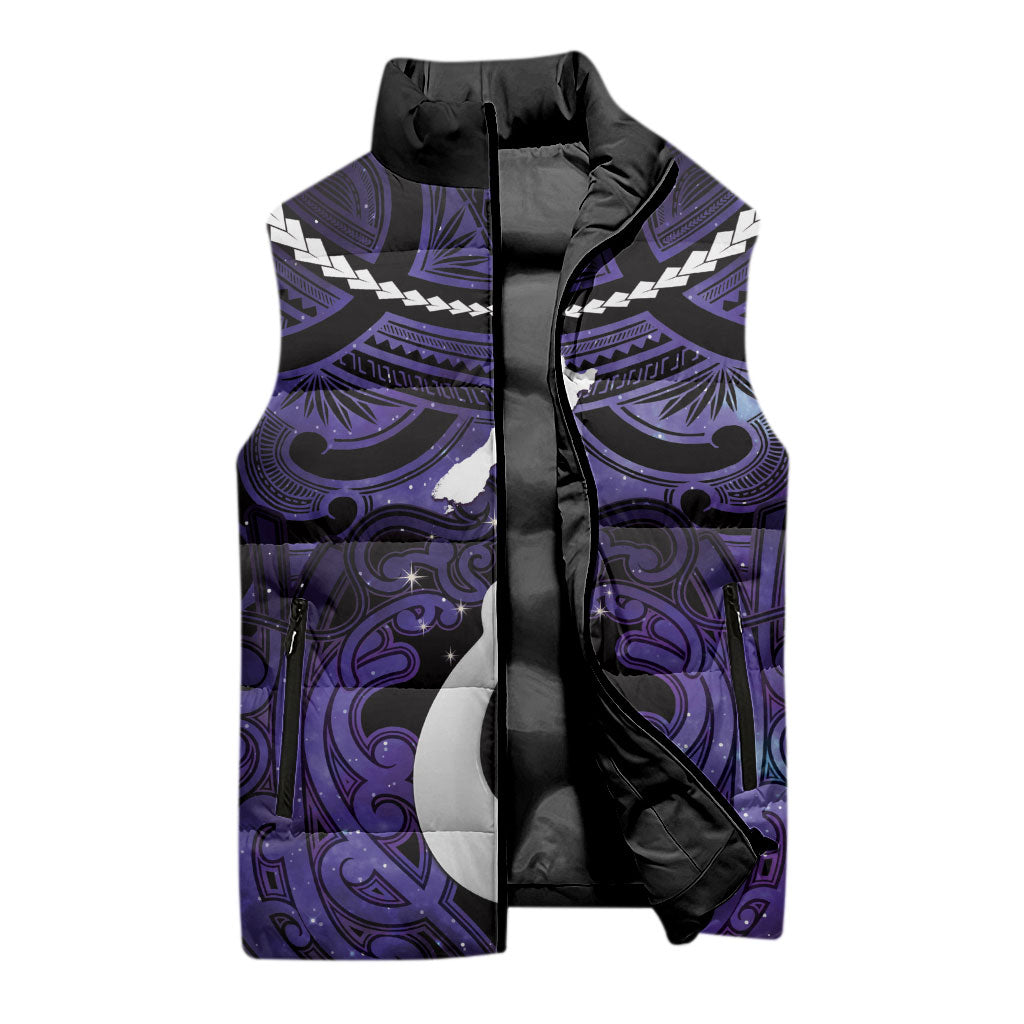 Personalised Maori Matariki Hei Matau Waiporoporo Sleeveless Puffer Jacket Maori Kowhaiwhai Pattern Galaxy LT01 - Polynesian Pride