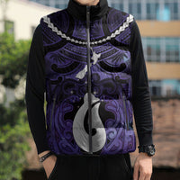 Personalised Maori Matariki Hei Matau Waiporoporo Sleeveless Puffer Jacket Maori Kowhaiwhai Pattern Galaxy LT01 - Polynesian Pride