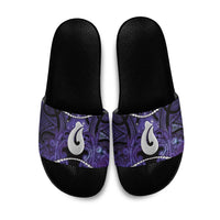 Maori Matariki Hei Matau Waiporoporo Slide Sandals Maori Kowhaiwhai Pattern Galaxy LT01 Purple - Polynesian Pride