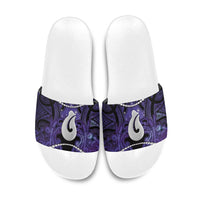 Maori Matariki Hei Matau Waiporoporo Slide Sandals Maori Kowhaiwhai Pattern Galaxy LT01 Purple - Polynesian Pride