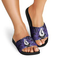 Maori Matariki Hei Matau Waiporoporo Slide Sandals Maori Kowhaiwhai Pattern Galaxy LT01 - Polynesian Pride