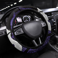 Maori Matariki Hei Matau Waiporoporo Steering Wheel Cover Maori Kowhaiwhai Pattern Galaxy LT01 Universal Fit Purple - Polynesian Pride