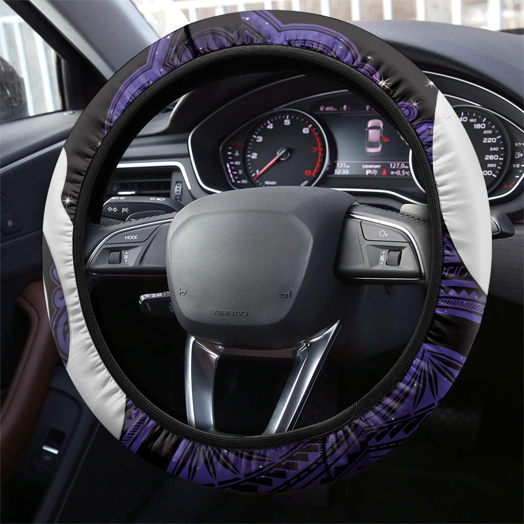 Maori Matariki Hei Matau Waiporoporo Steering Wheel Cover Maori Kowhaiwhai Pattern Galaxy LT01 - Polynesian Pride