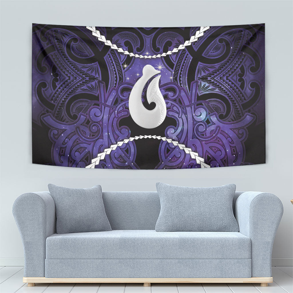 Maori Matariki Hei Matau Waiporoporo Tapestry Maori Kowhaiwhai Pattern Galaxy LT01 - Polynesian Pride