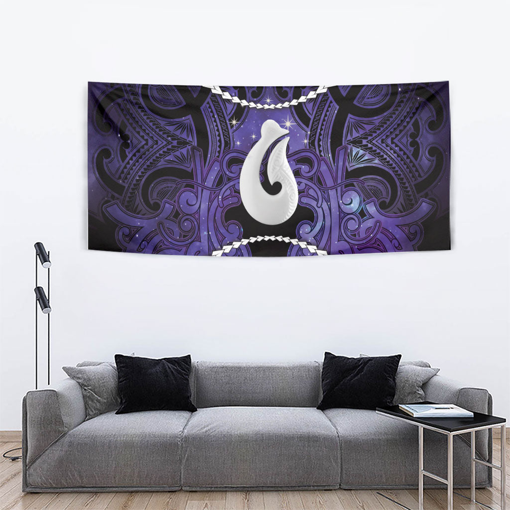 Maori Matariki Hei Matau Waiporoporo Tapestry Maori Kowhaiwhai Pattern Galaxy LT01 - Polynesian Pride