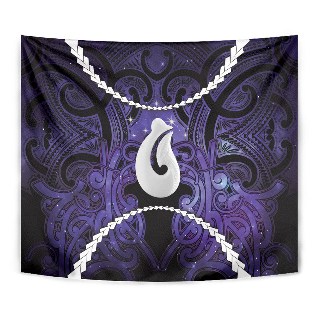 Maori Matariki Hei Matau Waiporoporo Tapestry Maori Kowhaiwhai Pattern Galaxy LT01 - Polynesian Pride