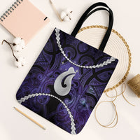 Maori Matariki Hei Matau Waiporoporo Tote Bag Maori Kowhaiwhai Pattern Galaxy LT01 Black Strap One Size Purple - Polynesian Pride