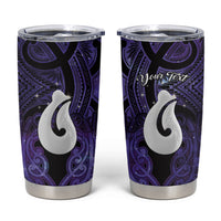 Personalised Maori Matariki Hei Matau Waiporoporo Tumbler Cup Maori Kowhaiwhai Pattern Galaxy LT01 Purple - Polynesian Pride