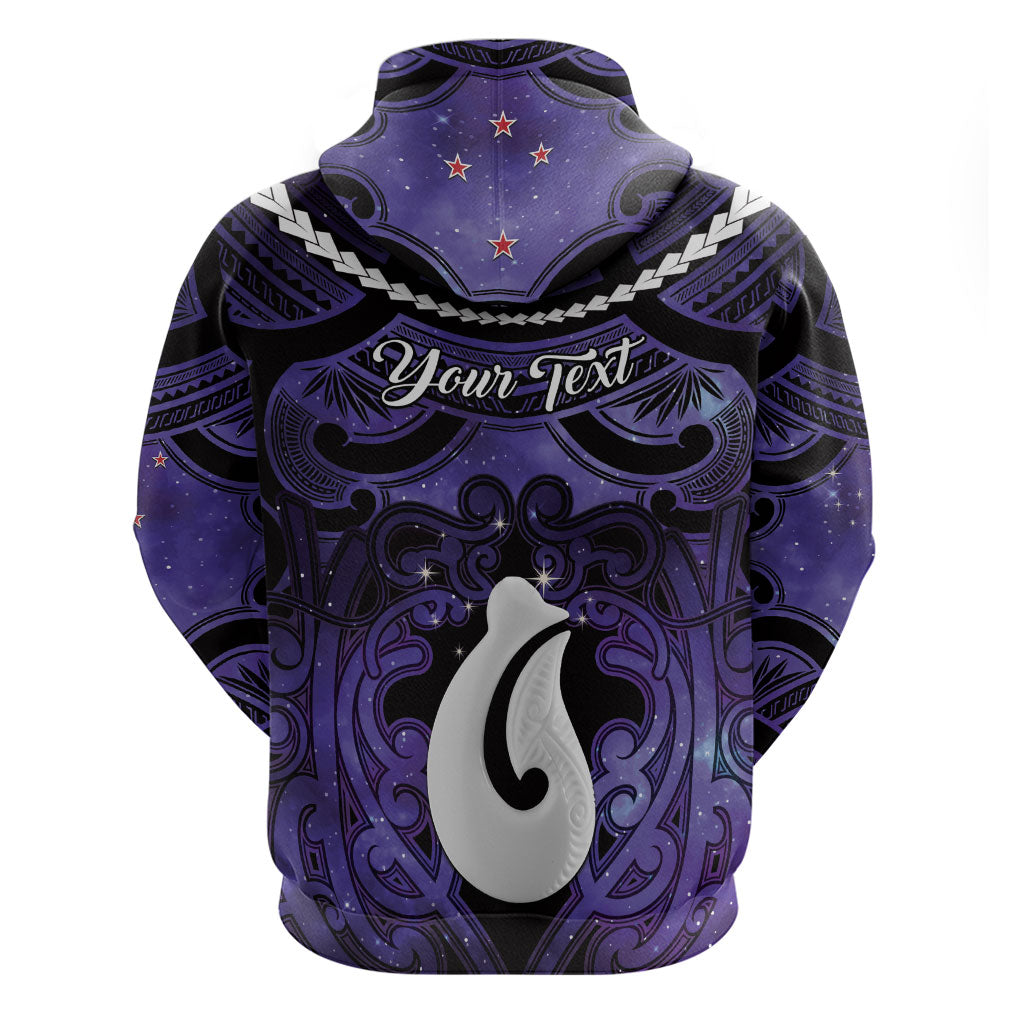 Personalised Maori Matariki Hei Matau Waiporoporo Zip Hoodie Maori Kowhaiwhai Pattern Galaxy LT01 - Polynesian Pride