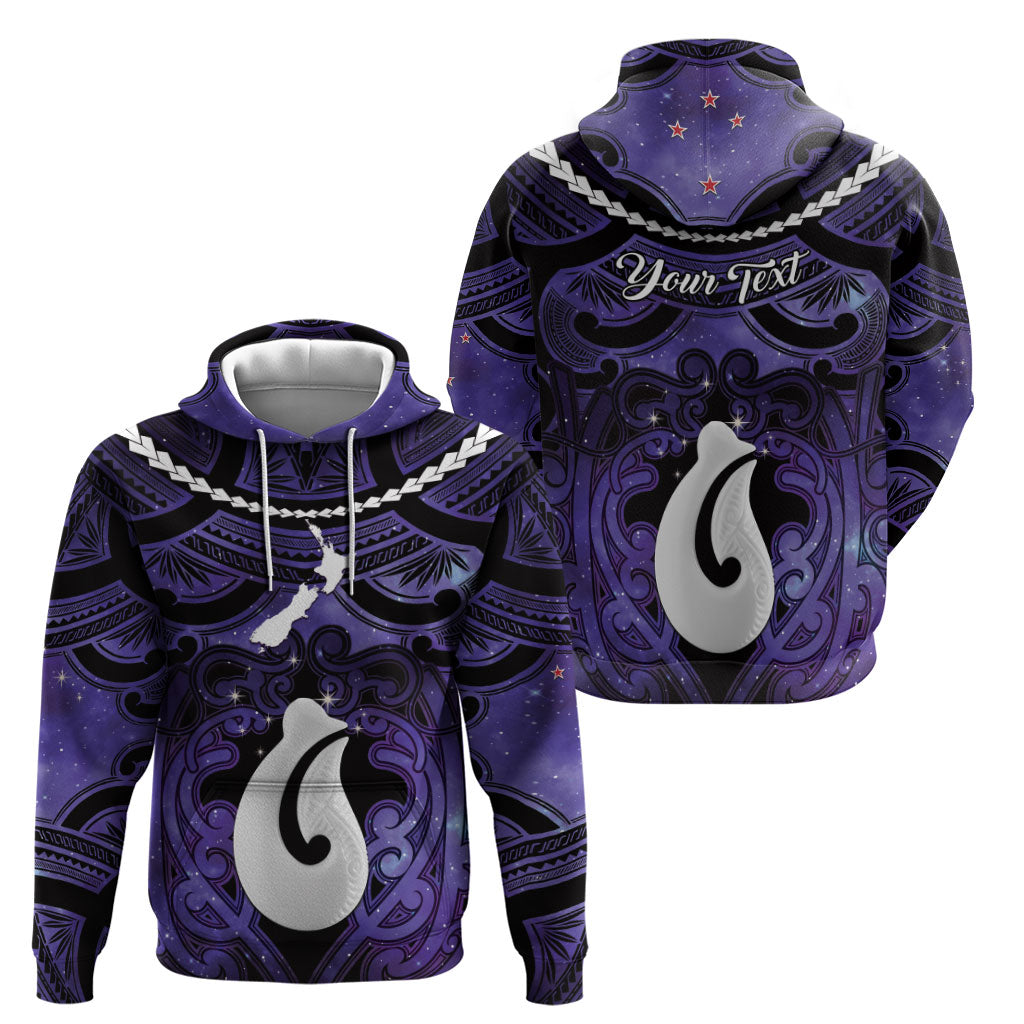 Personalised Maori Matariki Hei Matau Waiporoporo Zip Hoodie Maori Kowhaiwhai Pattern Galaxy LT01 - Polynesian Pride