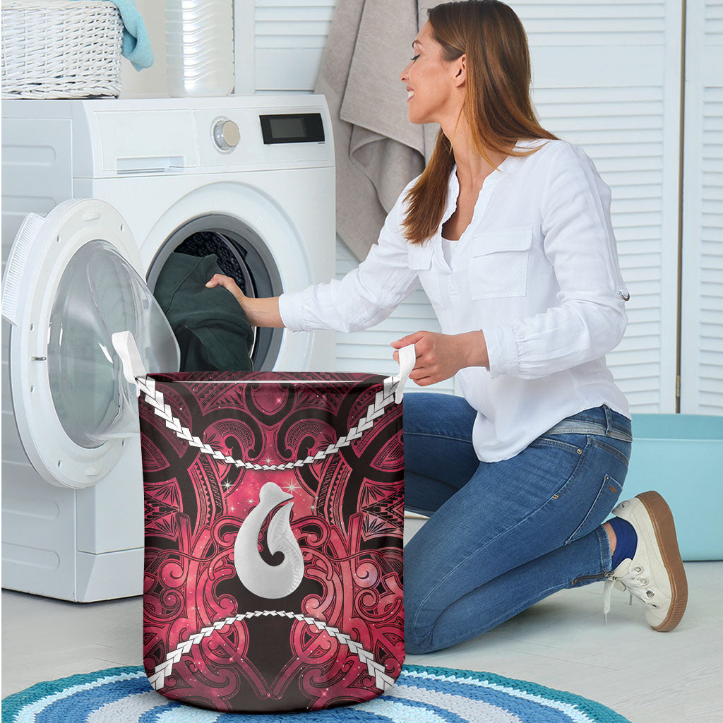 Maori Matariki Hei Matau Whero Laundry Basket Maori Kowhaiwhai Pattern Galaxy LT01 - Polynesian Pride