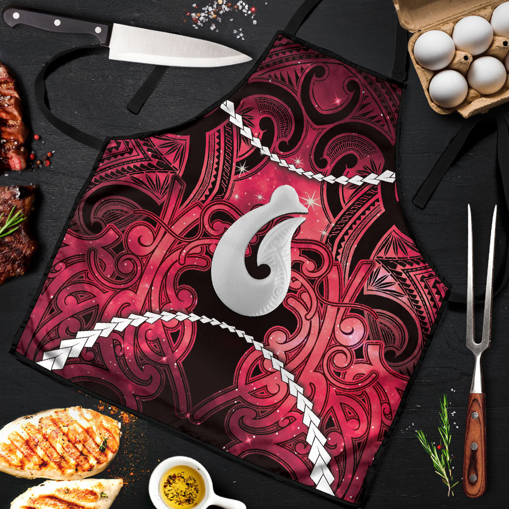 Maori Matariki Hei Matau Whero Apron Maori Kowhaiwhai Pattern Galaxy LT01 Red - Polynesian Pride