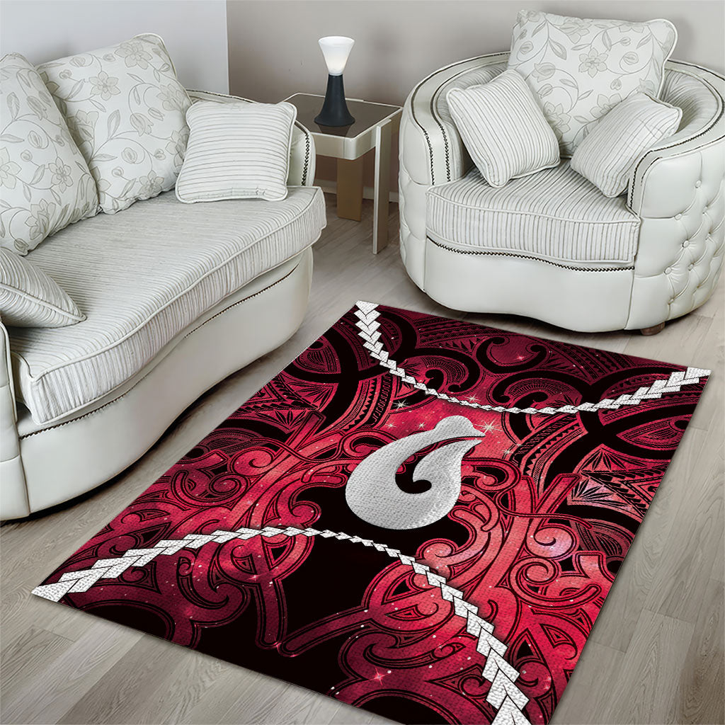 Maori Matariki Hei Matau Whero Area Rug Maori Kowhaiwhai Pattern Galaxy LT01 - Polynesian Pride