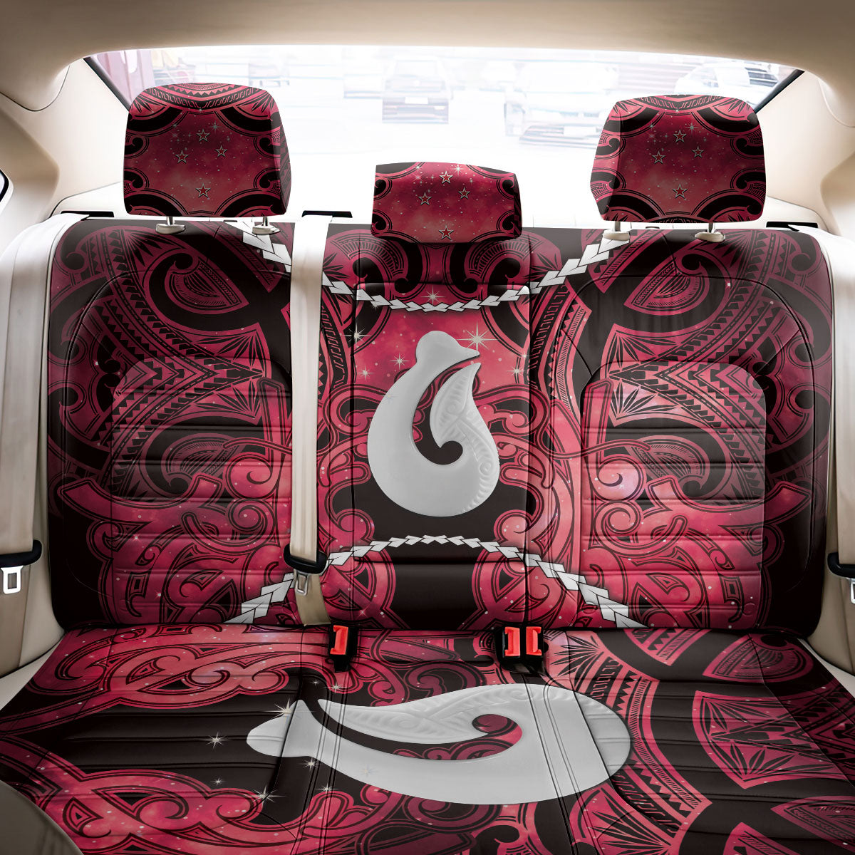 Maori Matariki Hei Matau Whero Back Car Seat Cover Maori Kowhaiwhai Pattern Galaxy LT01 - Polynesian Pride