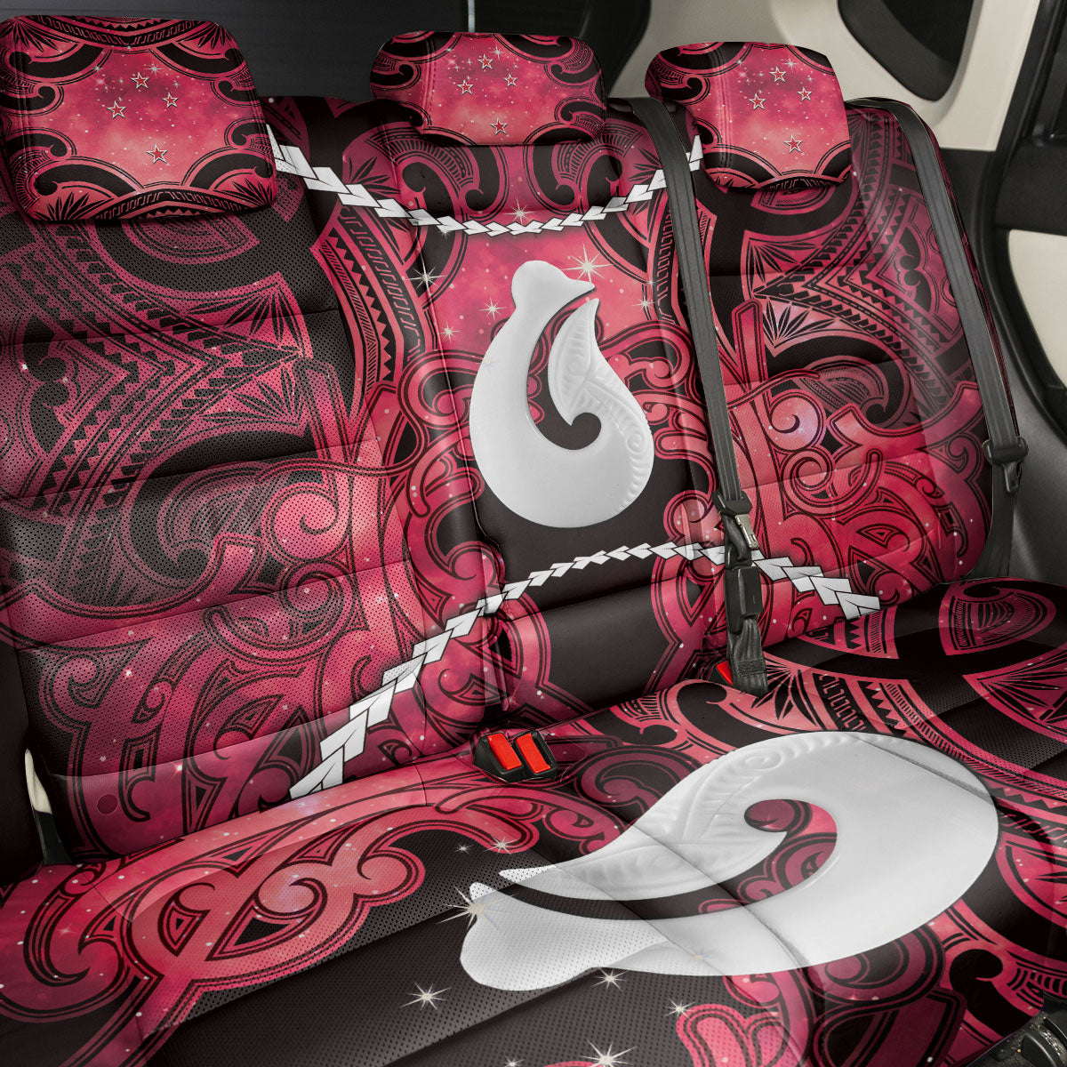 Maori Matariki Hei Matau Whero Back Car Seat Cover Maori Kowhaiwhai Pattern Galaxy LT01 - Polynesian Pride